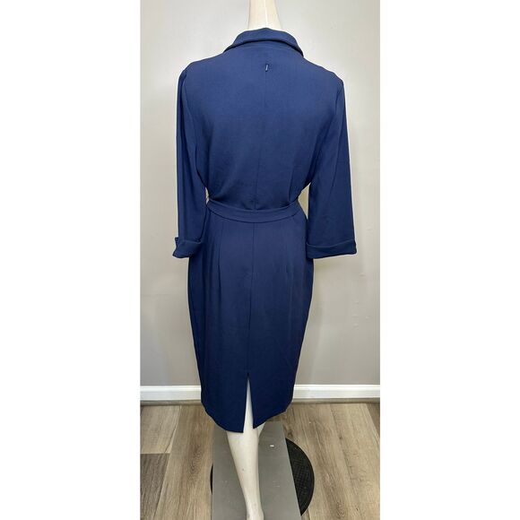 BLACK HALO Madeline Belted Sheath Dress - Pacific Blue US 6 $415 - Picture 7 of 10